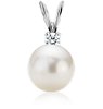 Freshwater Cultured Pearl and Diamond Pendant in 14k White Gold (8.0-8.5mm)